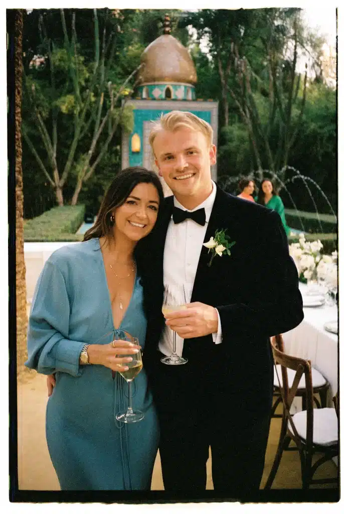 Analog portrait in Lake Como villa wedding ceremony in Northern Italy