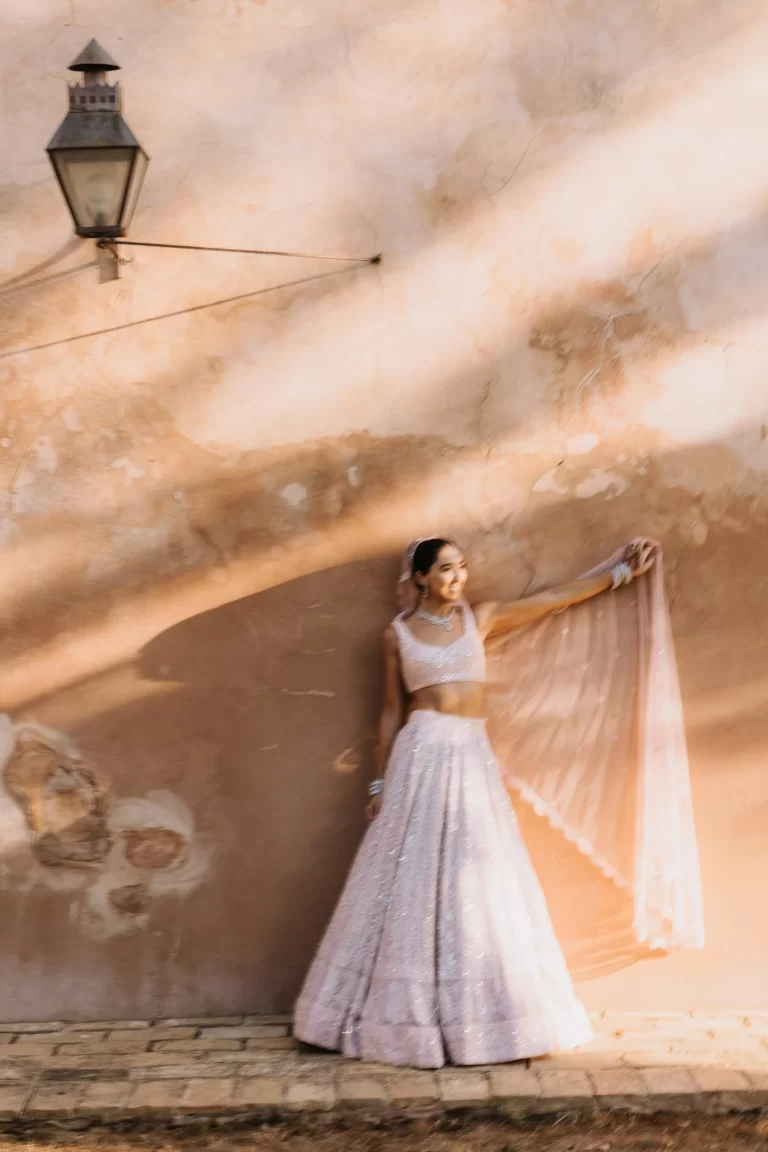 Bride in golden sunset light at a Tuscany wedding