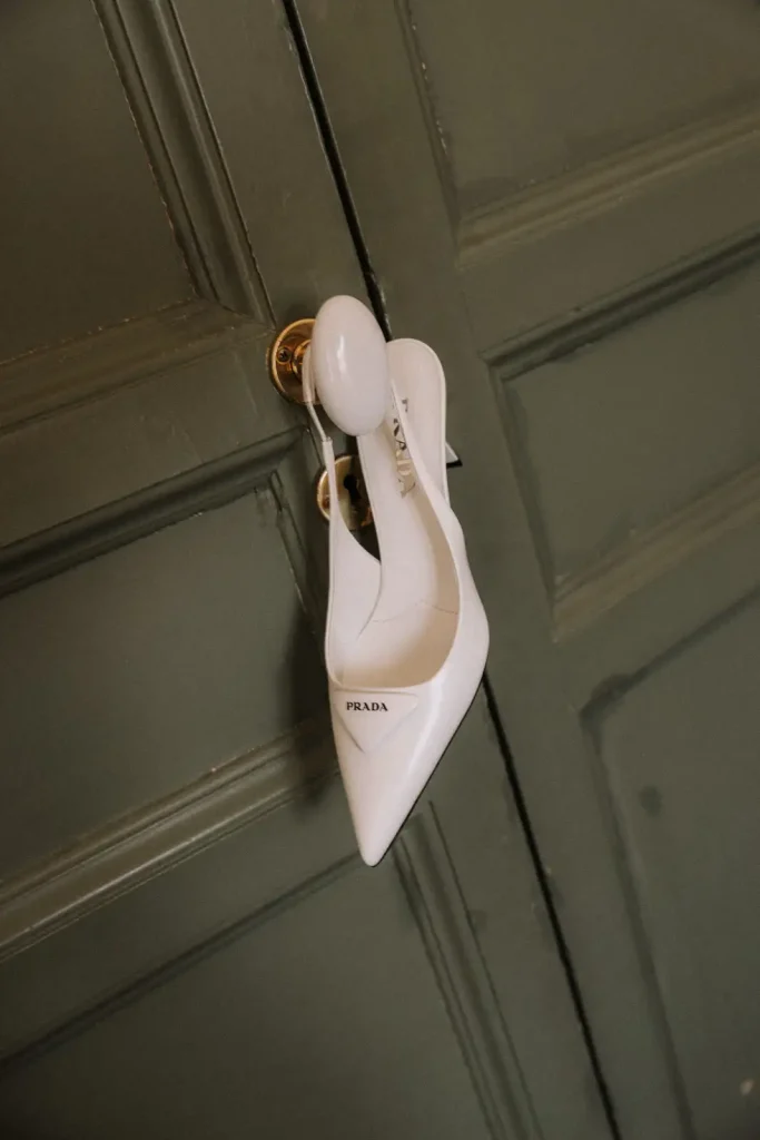 Prada bridal shoes at a Sicily destination wedding at Villa Càrcara