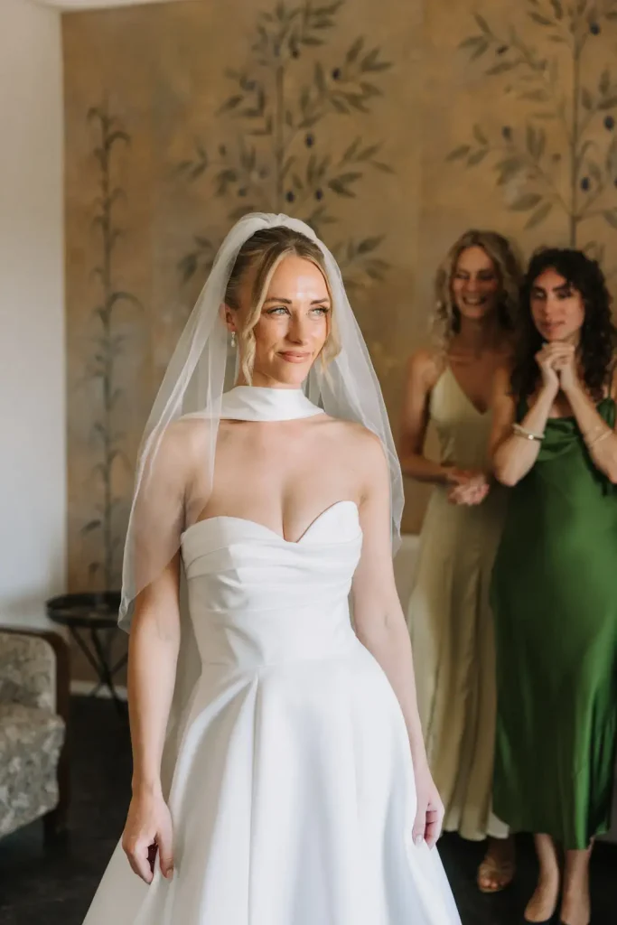 Bride wearing Milla Nova wedding dress at Villa Càrcara in Sicily